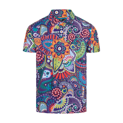 MENS MULTICOLOUR FUN FUNKY STANDOUT LOUD GOLF POLO SHIRT ALL SIZES AVAILABLE