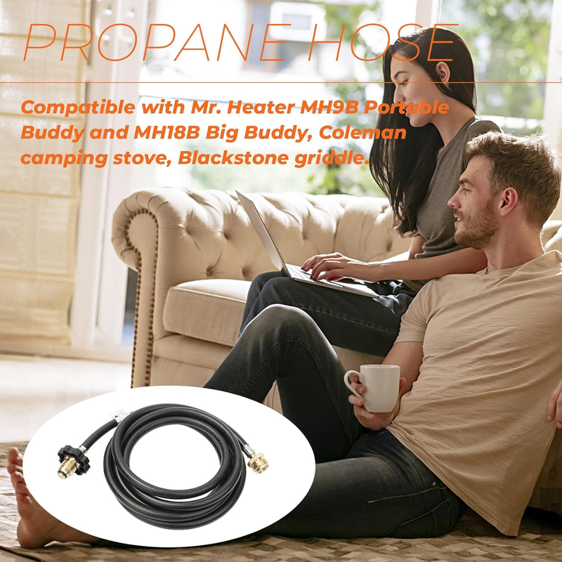 Propane Hose Assembly 10ft Extension Tank Connect to Mr. Heater Coleman Others