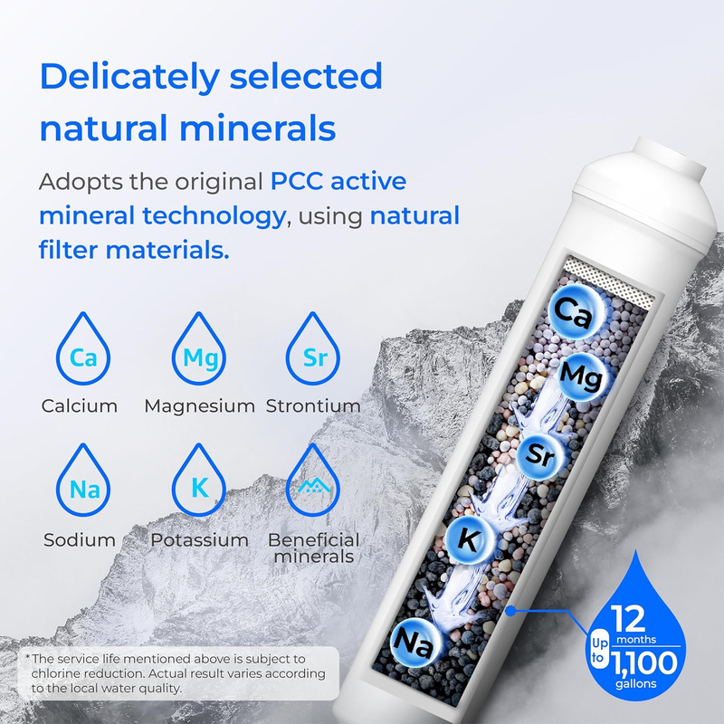 Remineralization Filter WD-MNR35, 1/4" Quick Connect Mineral Filter for Reverse