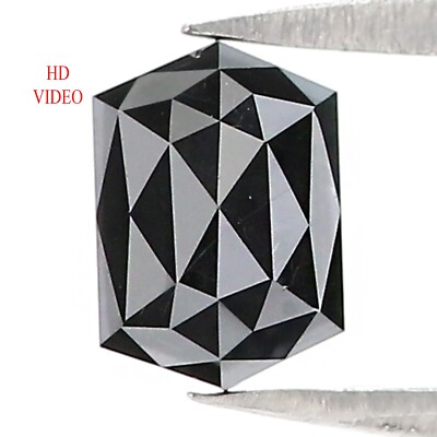 0.88 CT Natural Loose Hexagon Shape Diamond 6.25 MM Black Color Diamond QN520