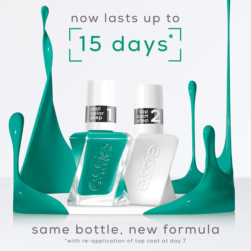 gel couture by  gel-like nail polish, top coat, up to 15 days of wear, no UV lam