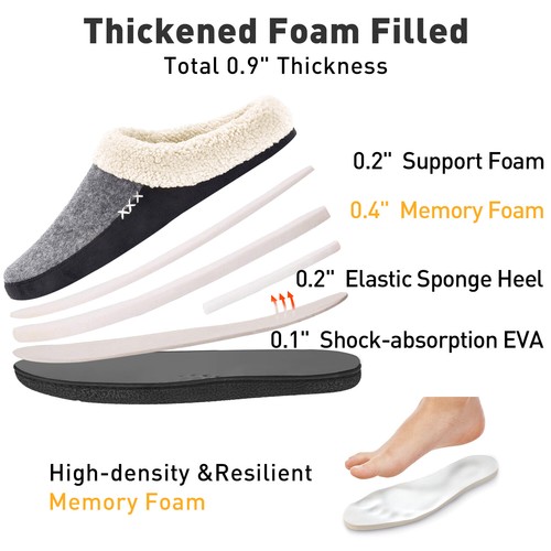 Mens Warm Memory Foam Slippers Comfortable Slip on House Shoes Indoor Outdoor 