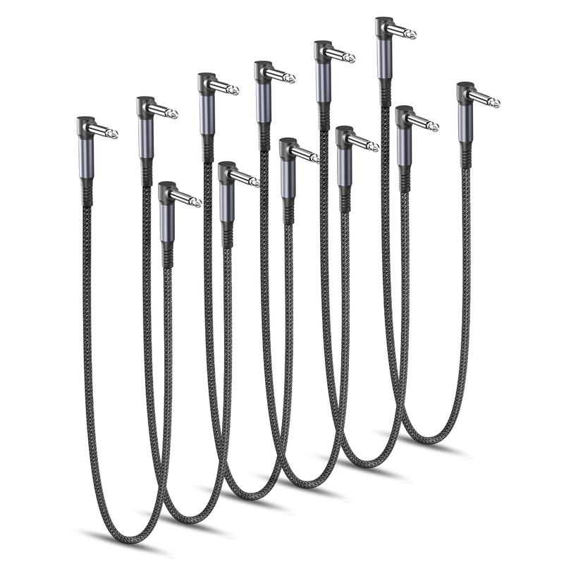 Guitar Patch Cables 24-Inch 6-Pack,6.35Mm Effects Pedal Board Cord,Nylon Braided
