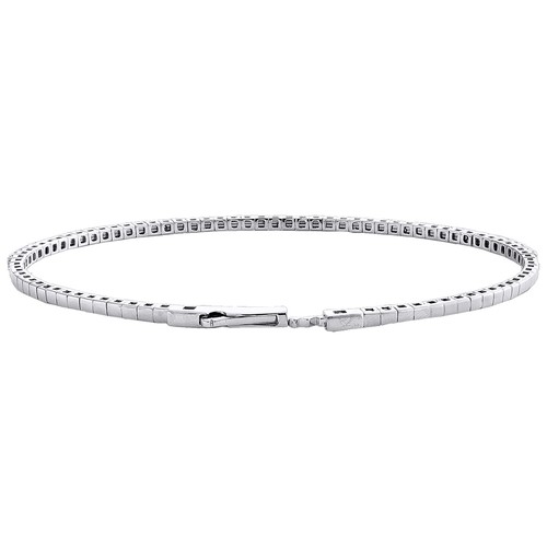 Pre-owned Jfl Diamonds & Timepieces 10k White Gold Round Diamond Flexible Bangle 1 Row Prong Set Bracelet 1.33 Ct.