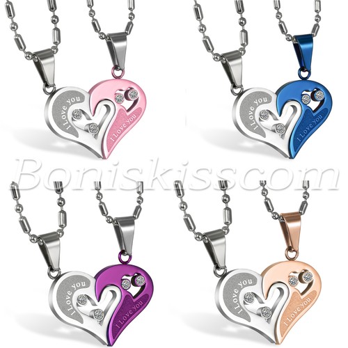 His and Hers Stainless Steel I Love You Heart Men Women