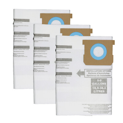 For Shop-Vac 90661 Bag Type E for 5-8 Gallon Vacuum - 9066100 Bags (3 Pack)