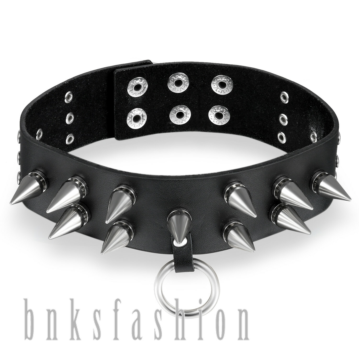 国内で当店のみ Nevstudio - Studded l Leather Necklace Punk Rock Gothic Spike Studded Leather Choker Biker Rivet