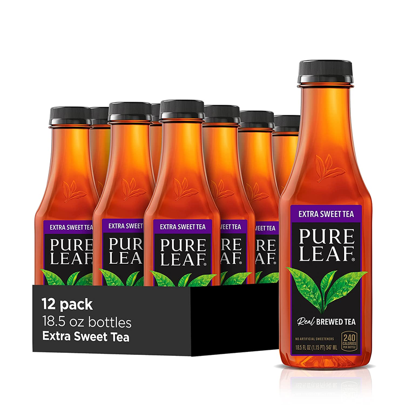 Pure Leaf Iced Real Brewed Black Tea, Extra Sweet 18.5 Fl Oz 12CT EXP DEC 2023
