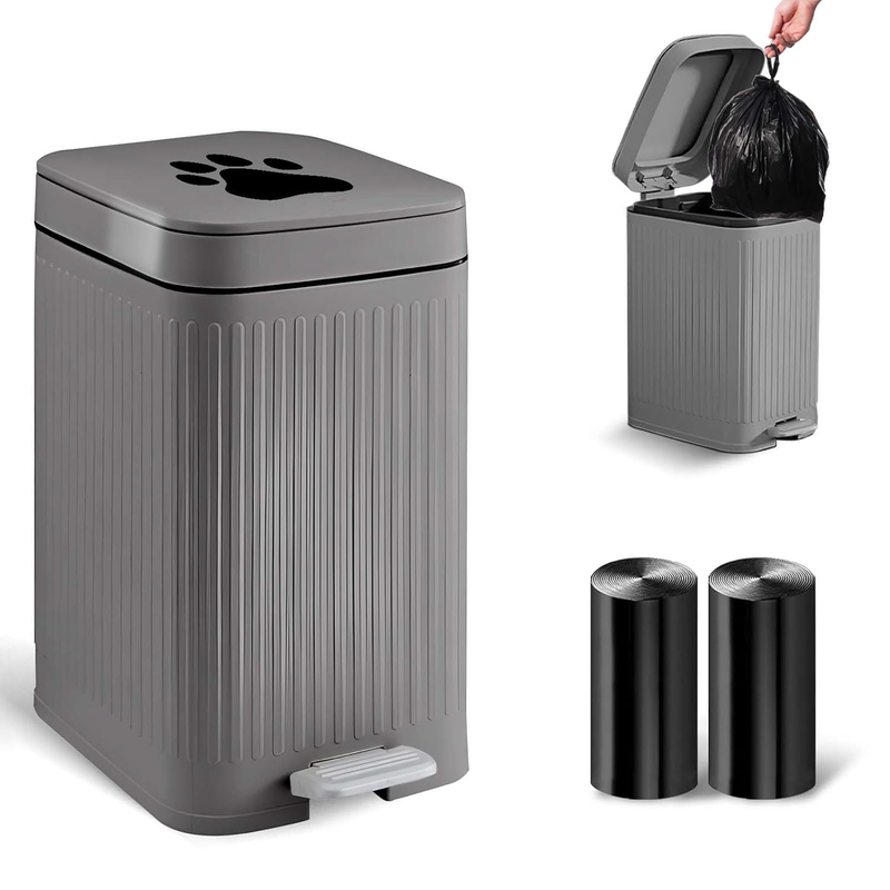 Dog Poop Trash Can Outside, 5L/1.3 Gal Pet Poop Bucket with Lid, Foot Pedal, Dog