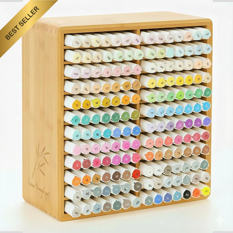 Marker Organizer for 168 Markers,Bamboo Wooden Desk Storage Organizer Rack,Marke