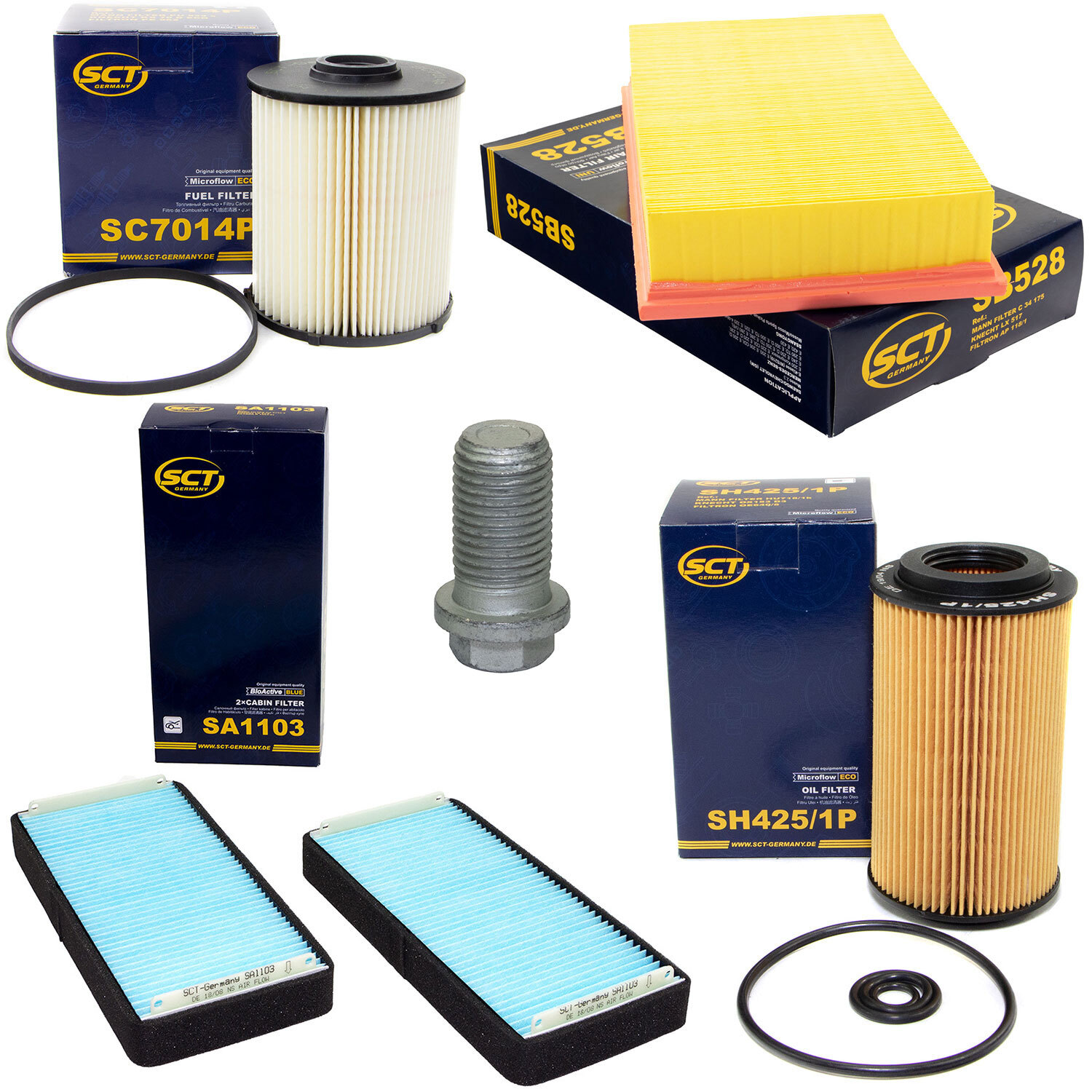 Filter Set Kraftstoff-ÖL-Luft-Innenraum + Schraube für Mercedes E-Klasse W210