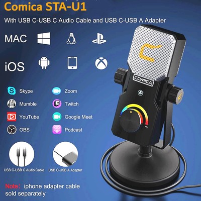 Comica STA-U1 USB Condenser Microphone Live Streaming Mic for IOS MAC Computer 