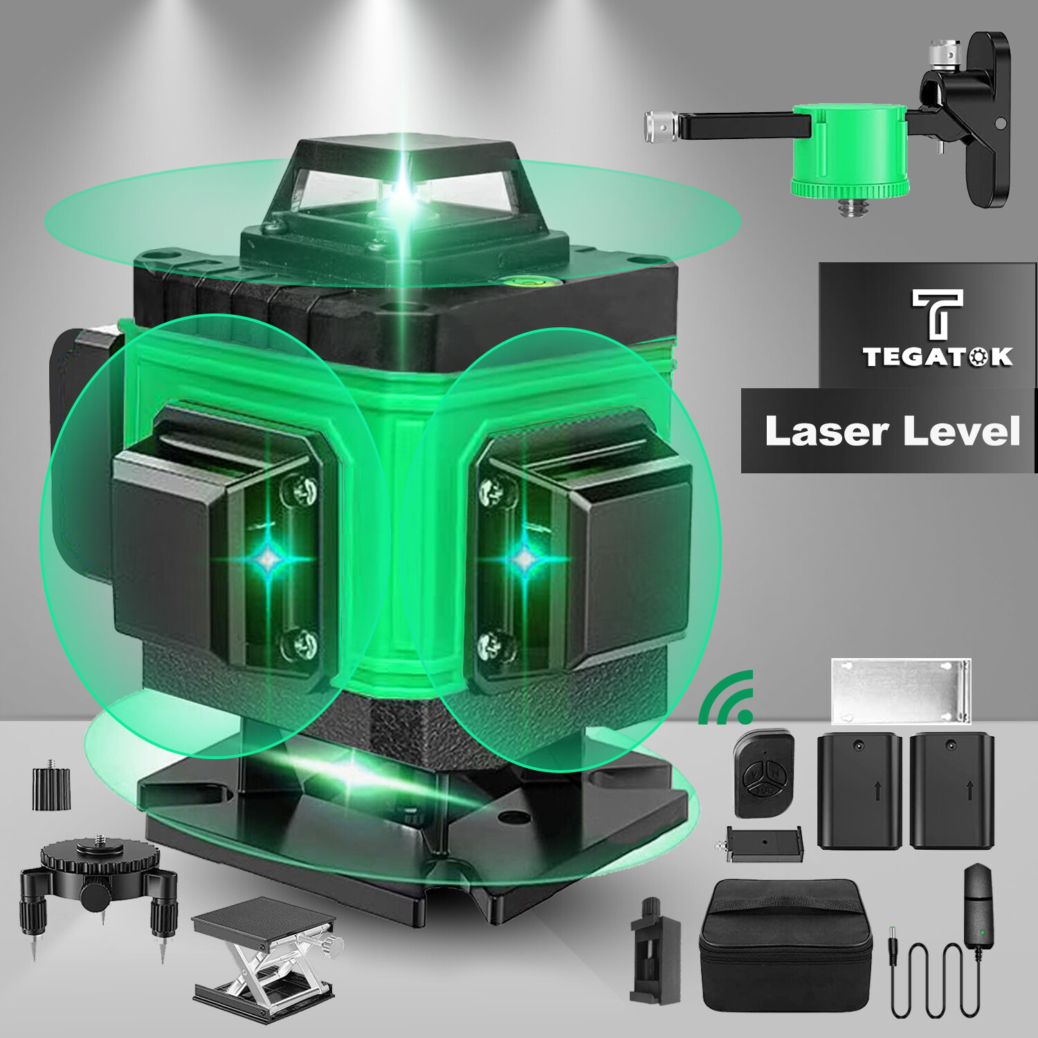 Tegatok 4D 16 Lines Green Laser Level Self Leveling 360