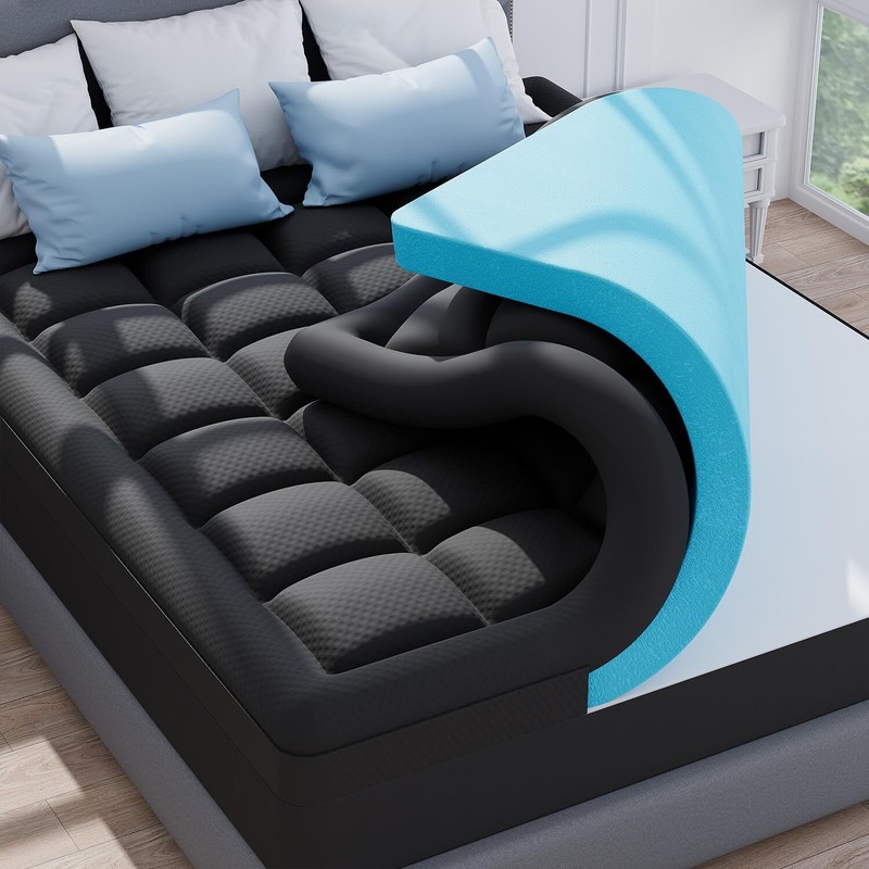 Dual Layer 4 Inch Memory Foam Mattress Topper Cooling Gel Bamboo Pillow Top Pad