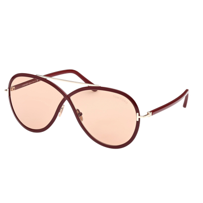 Pre-owned Tom Ford Sunglasses Women Shiny Burgundy Butterfly Light Brown Ft1007 69e Rickie