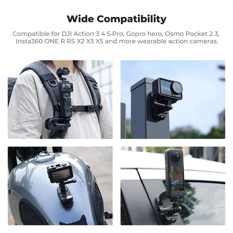 Magnetic Backpack Clip Mount for DJI Osmo Action 5 Pro, DJI Osmo 360, 180° Swive