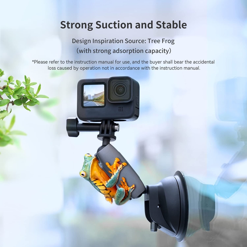 Aluminum Alloy Suction Cup Mount for Go pro, 360° Rotation Heavy Duty with 1/4 T