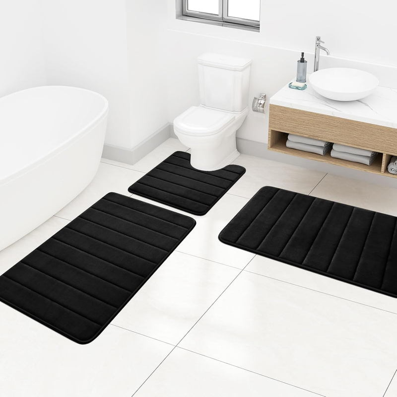 Soft Memory Foam Bath Mat, Non-Slip and Super Absorbent Bathroom Mat, Machine Wa
