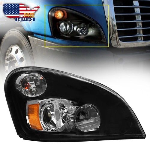 For 2008-2017 Freightliner Cascadia Black LED Headlight Headlamp Right Passenger