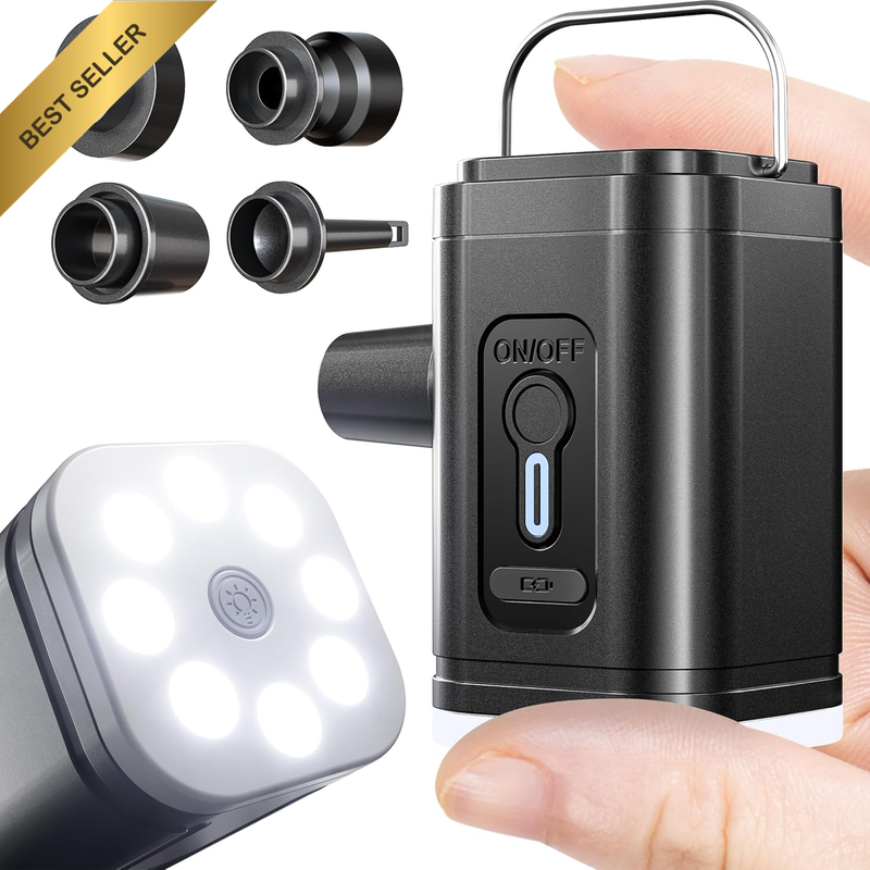 Mini USB Rechargeable Air Pump – Inflator Deflator with Light for Floats, Beds,