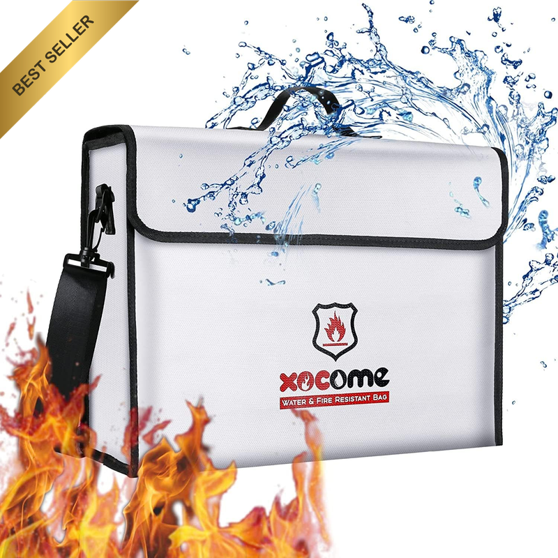 Fireproof Document Bag, Large Fire Safe Storage Bag(16.5 X 13 X 5.1Inches) with
