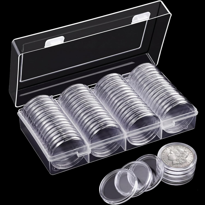 60 Pieces Silver Coin Case Holder for Collectors 40.6 Mm Plastic round Silver Co