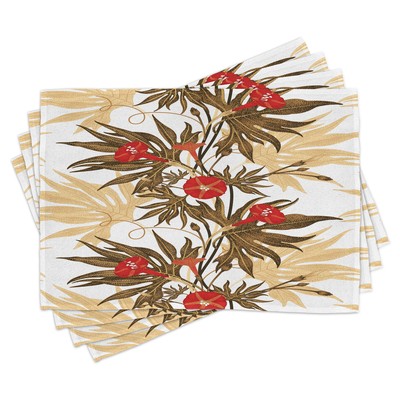 Placemats Set of 4 Fabric Kitchen 12.5'' x 18.5'' Ambesonne
