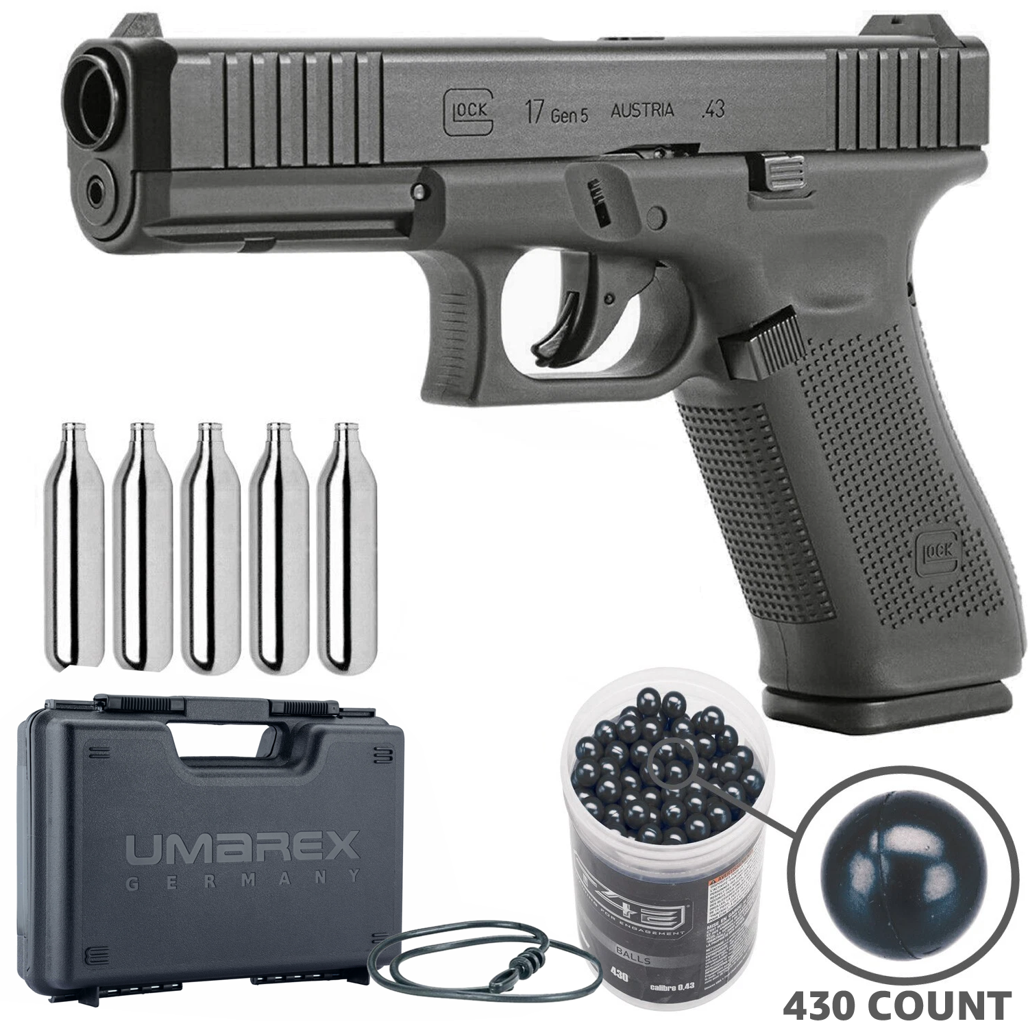トイガン Glock 17 GEN5 Umarex Glock 17 Gen 5 Paintball + 430 Training Balls & CO2