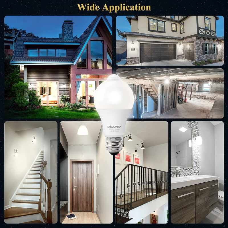 Motion Sensor Light Bulbs Outdoor, 60W Equivalent, Motion Activated Dusk to Dawn