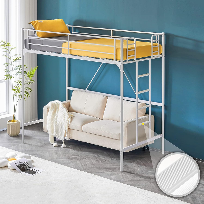 VINGLI Loft Bed Twin for Kids Loft Bunk Bed Frame with Stairs/Flat Ladder Rung,M