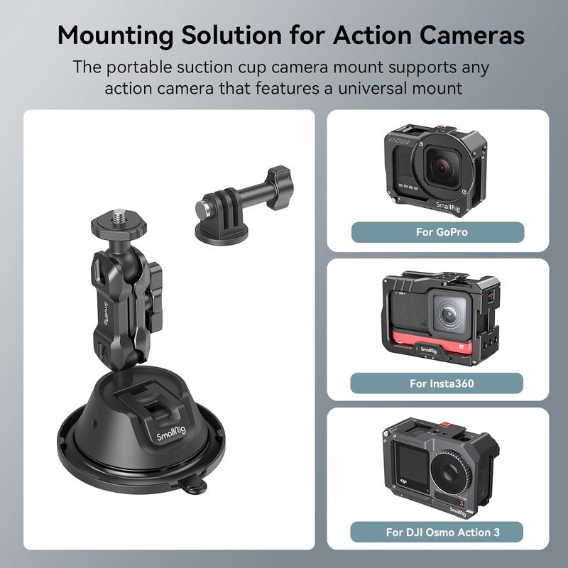 Double-Layer Suction Cup Mount for GoPro Hero 11/10 / 9, for DJI Osmo Action/Pro