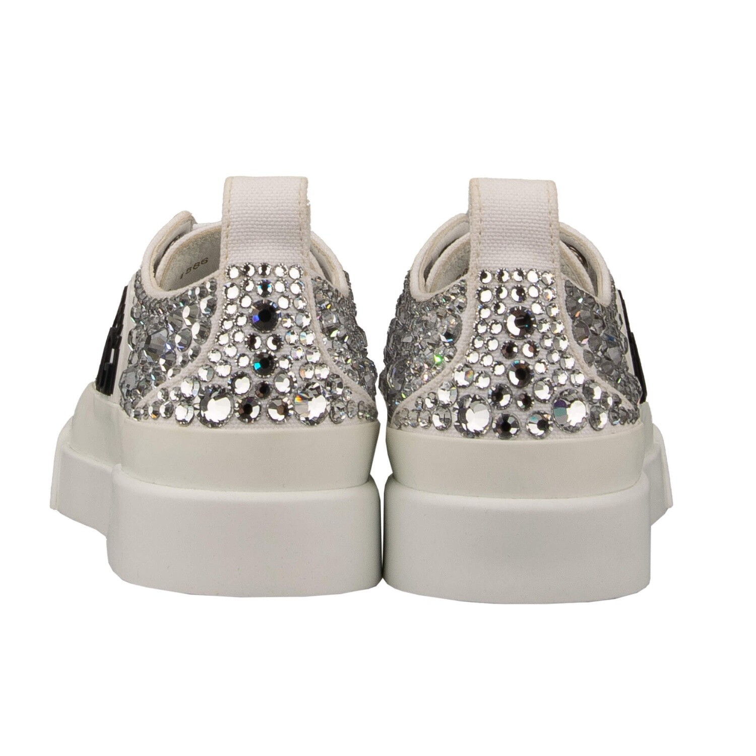 Pre-owned Dolce & Gabbana Portofino Crystal Dg Logo Sneaker Shoes White