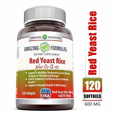 Amazing Formulas Red Yeast Rice 600 Mg Plus Co Q-10 50 Mg 120 Vegetarian Capsule