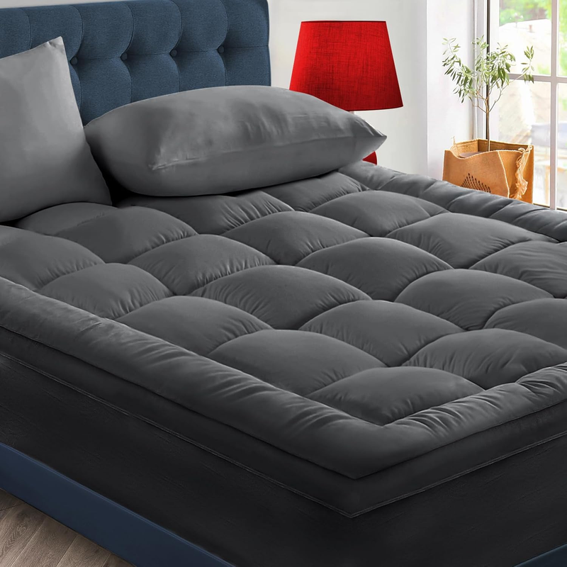 Queen Size Mattress Topper - Extra Thick Cooling Pad for Back Pain Relief