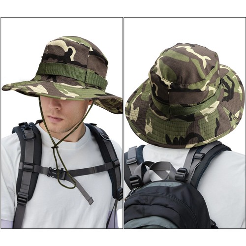 Men's Sun Hat Jungle Camo Hats Wide Brim Protection