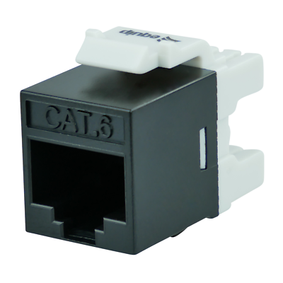 2 x Keystone Jack Cat6 Gigabit LSA Anschluss RJ45 Netzwerk schwarz ungeschirmt