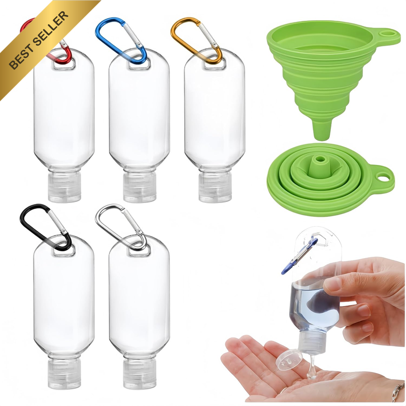 5 Pack 2Oz Travel Bottles Leakproof - TSA Approved Clear Plastic Squeeze Contain