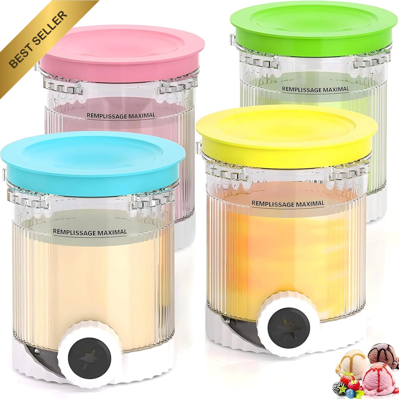 4 Pack for Ninja Creami Swirl Pints with Lids & 4 Colors Compatible with Ninja N