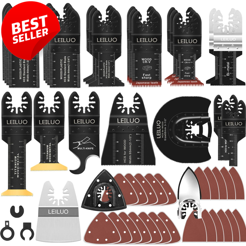 156PCS Oscillating Tool Blade Kit Cutting Sanding Scraping Set Bag - US