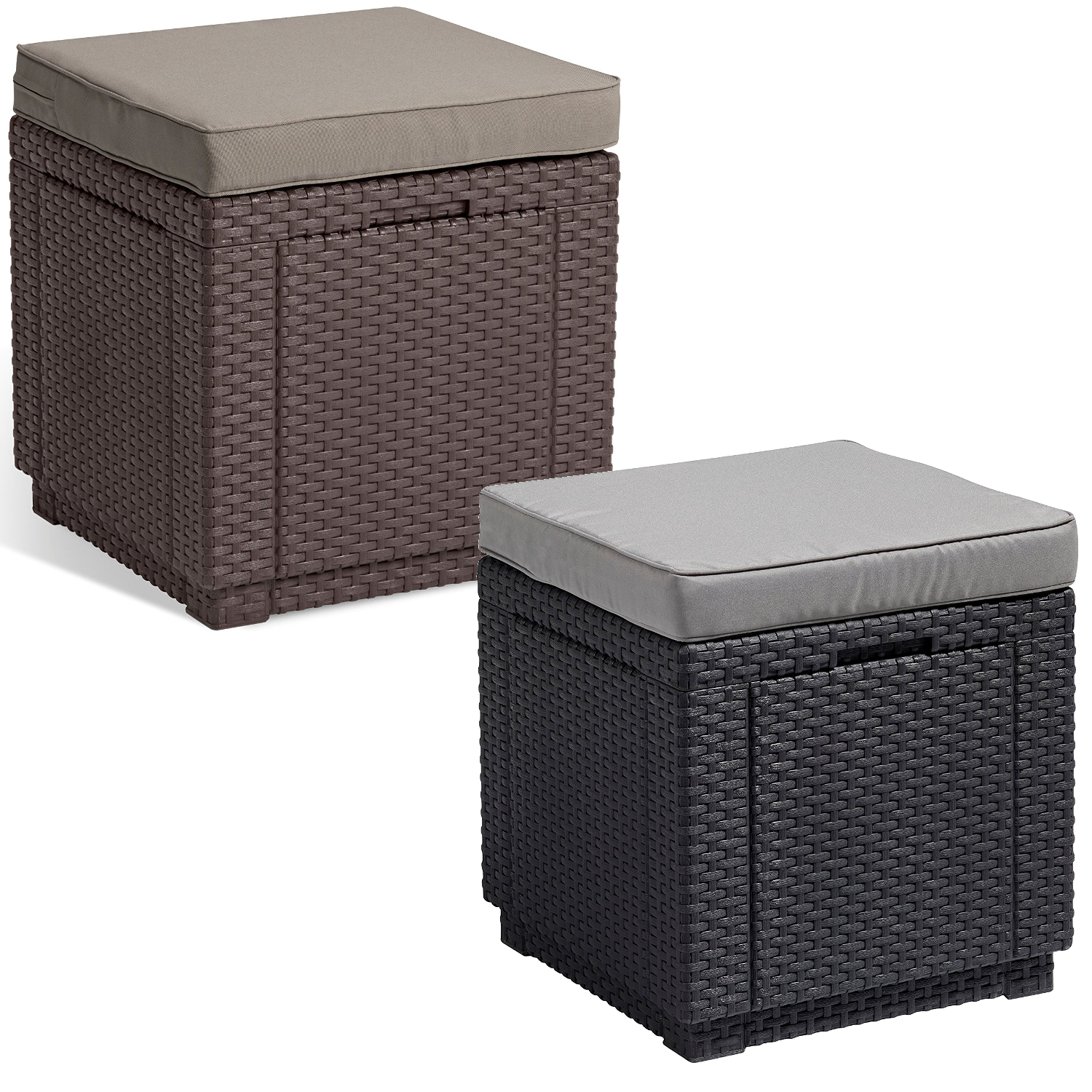 Keter outdoor garden storage seat stool outlet with cushion