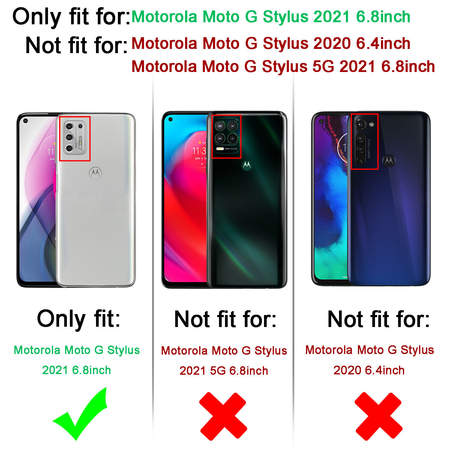 For Motorola Moto G Stylus 5G 2021 Clear Case Slim Crystal Cover,Tempered Glass