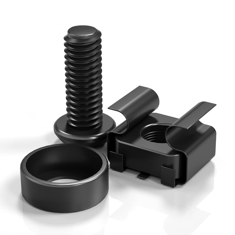 50 PCS M6 x16mm Rack Mount Cage Nuts, Screws and Washers for Rack Mount Server C