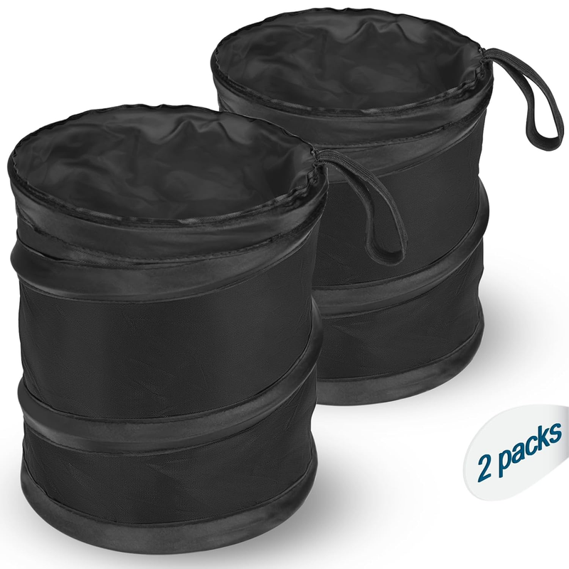 Car Trash Can, 2 Packs Mini Collapsible Pop-Up Car Garbage Can, Waterproof Hangi