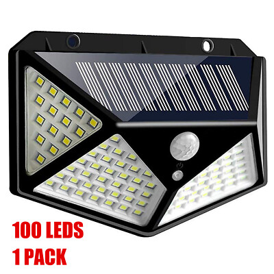 1x Solar Power 100 LED Light PIR Motion Sensor Outdoor Security Lamp Wall Garden