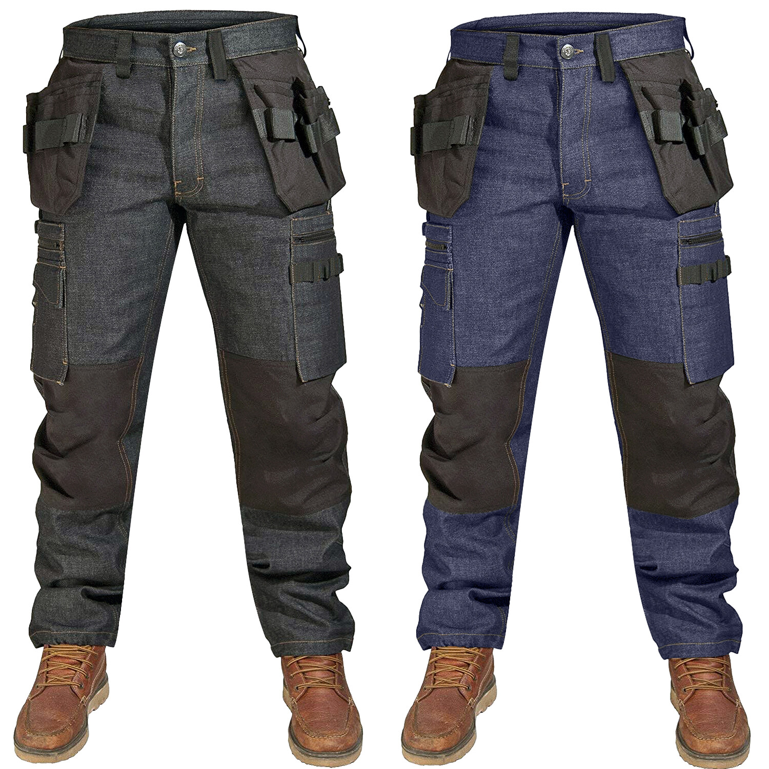 Mens Utility Carpenter Work Pants Demin Heavy Duty Cargo Construction  Trousers | eBay
