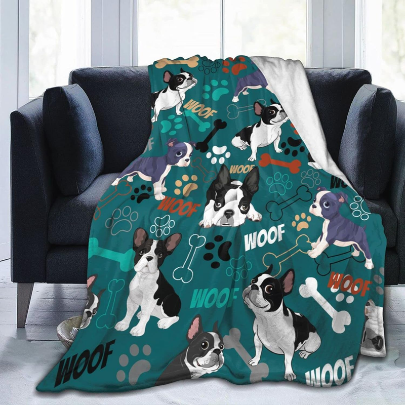 Soft Cozy Boston Terrier Throw Blankets For Kids Girls Wo