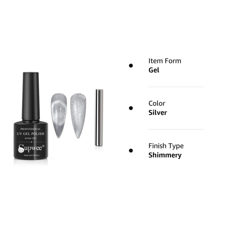 10Ml Silver Universal Bright Glitter Cat Eye Gel Magnetic Nail Polish Gel Art Ma