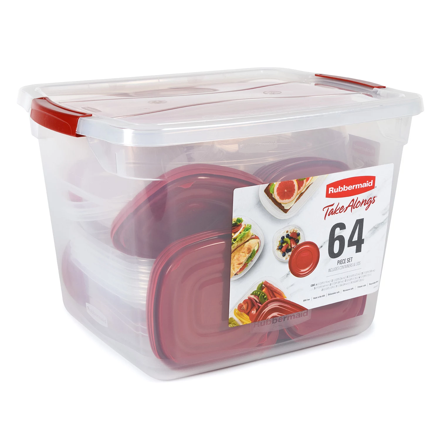 Rubbermaid 64-Piece Food Storage Set with 30-Quart Storage T