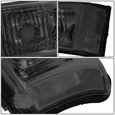 FOR 2003-2007 CHEVY SILVERADO DUAL LED DRL HEADLIGHTS BUMPER LAMPS SMOKED LENS