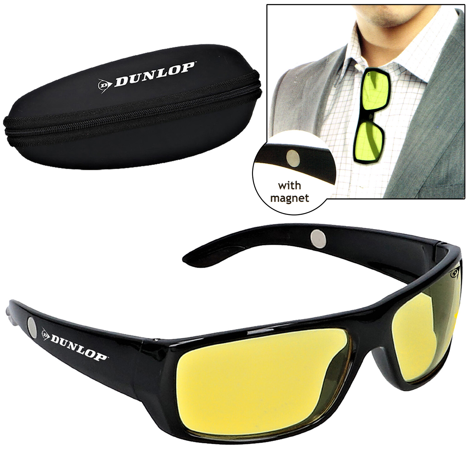 Dunlop Autofahrer Nachtsichtbrille Kontrastbrille Nachtfahrbrille Sonnenbrille